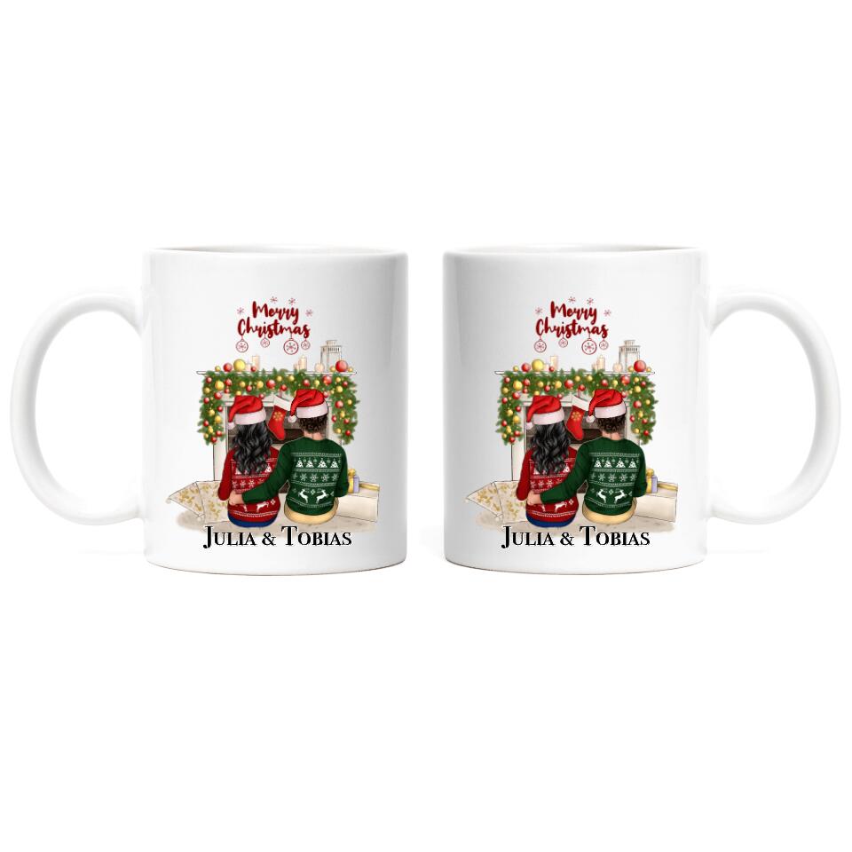 Pärchen Weihnachts-Tasse - Kaminfeuer - F14