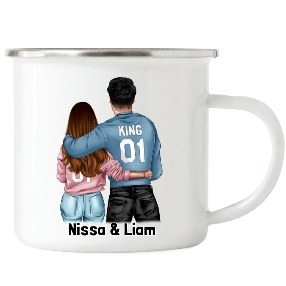 Pärchen Emaille-Tasse - Queen & King - F01