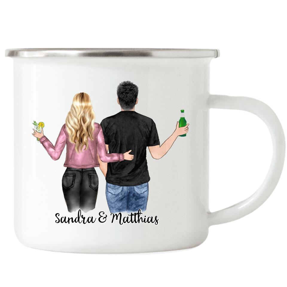 Pärchen Emaille-Tasse - Personalisiert - F03