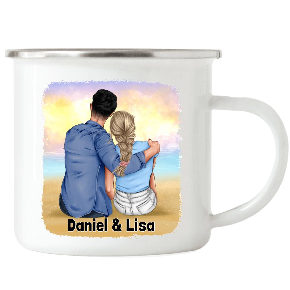 Pärchen Emaille-Tasse - Personalisiert - F09