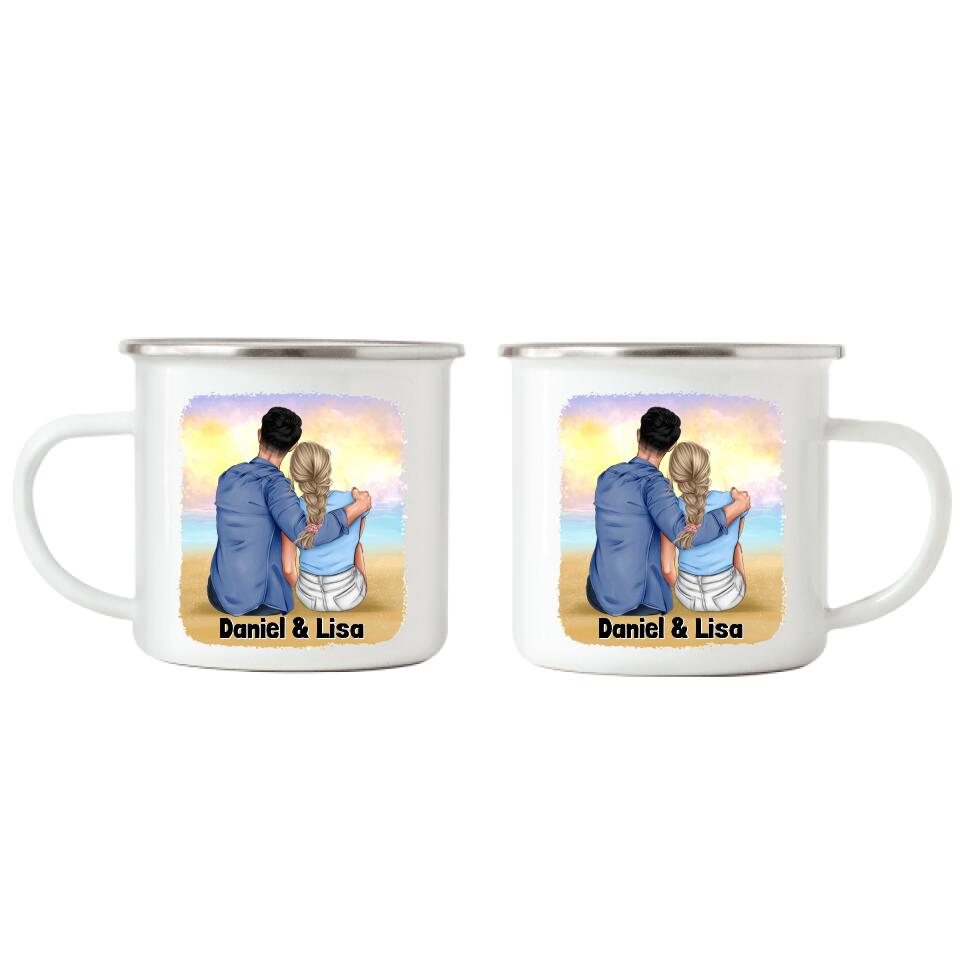 Pärchen Emaille-Tasse - Personalisiert - F09