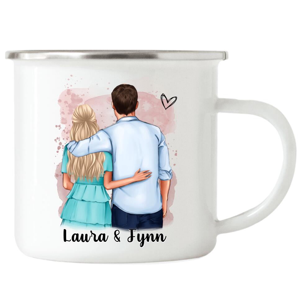 Pärchen Emaille-Tasse - Personalisiert - F18