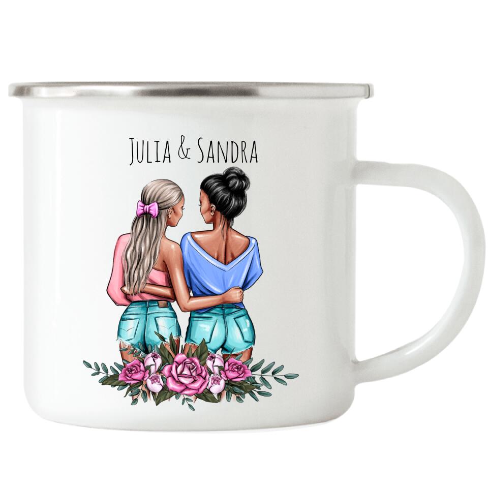 Beste Freundinnen Emaille-Tasse - Personalisiert - F22