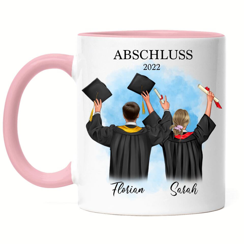 Abschluss Tasse Freunde Mann & Frau - Personalisiert - A24