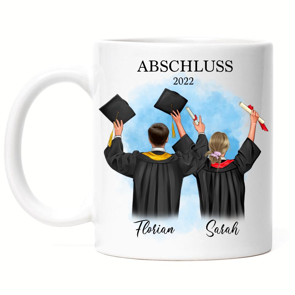 Abschluss Tasse Freunde Mann & Frau - Personalisiert - A24