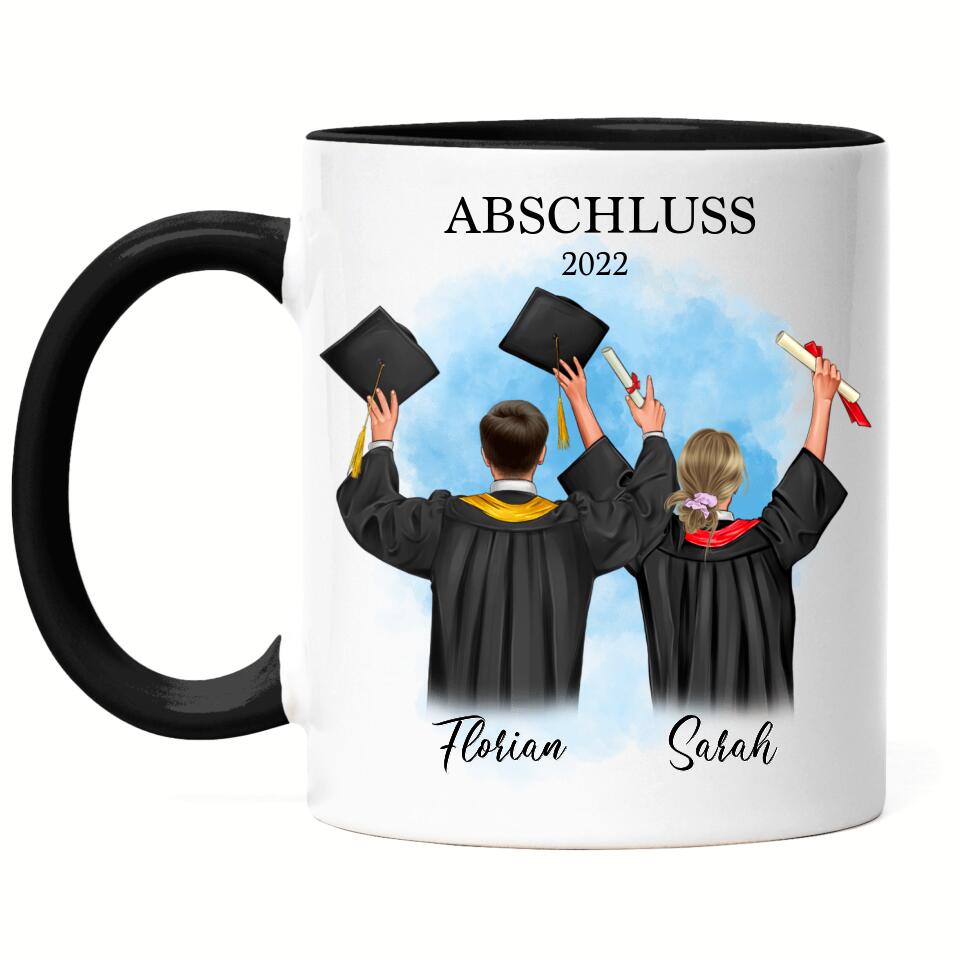 Abschluss Tasse Freunde Mann & Frau - Personalisiert - A24