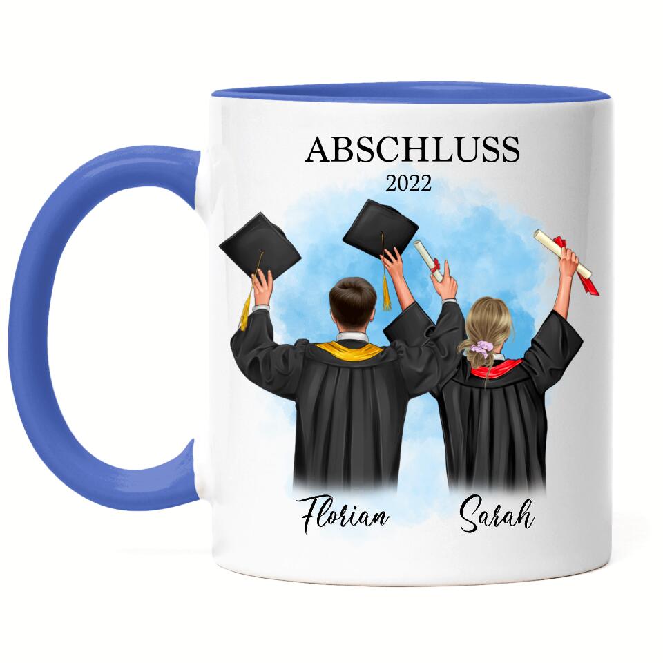 Abschluss Tasse Freunde Mann & Frau - Personalisiert - A24