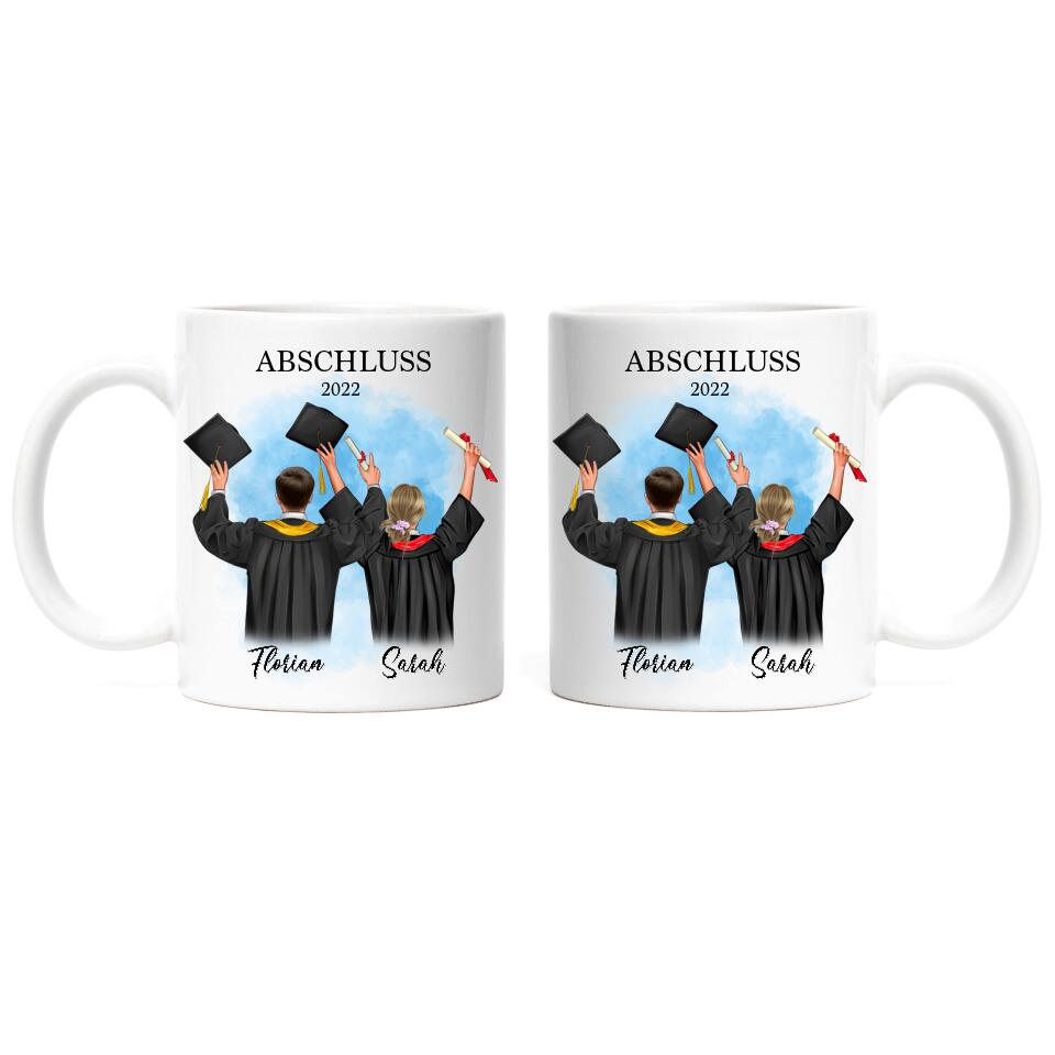 Abschluss Tasse Freunde Mann & Frau - Personalisiert - A24