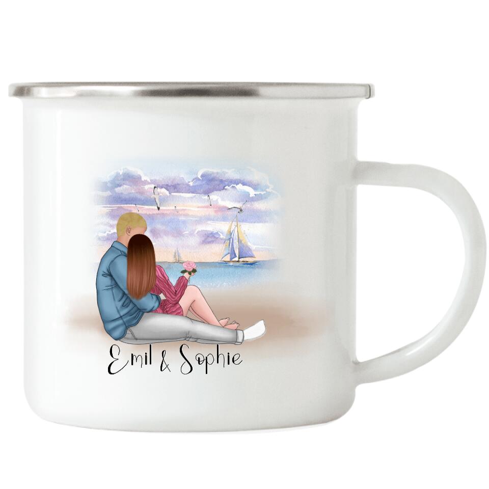 Pärchen Emaille Tasse - Personalisiert - F19