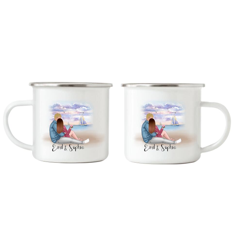 Pärchen Emaille Tasse - Personalisiert - F19