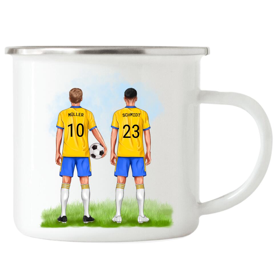 Fußball Freunde Emaille-Tasse - Personalisiert - I08