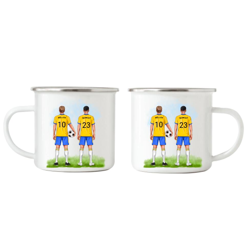 Fußball Freunde Emaille-Tasse - Personalisiert - I08