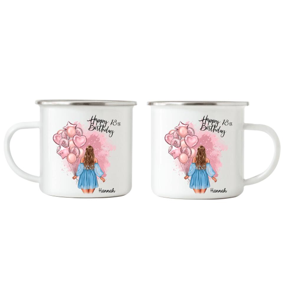 Geburtstag Emaille Tasse Frau -Personalisiert - G28