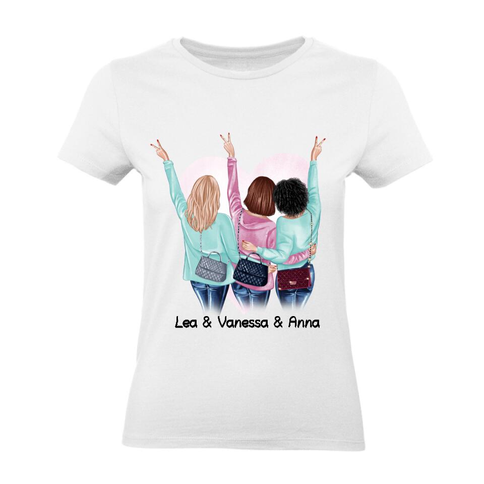 Freundinnen T-Shirt Drei Beste Freundinnen - Personalisiert - F24