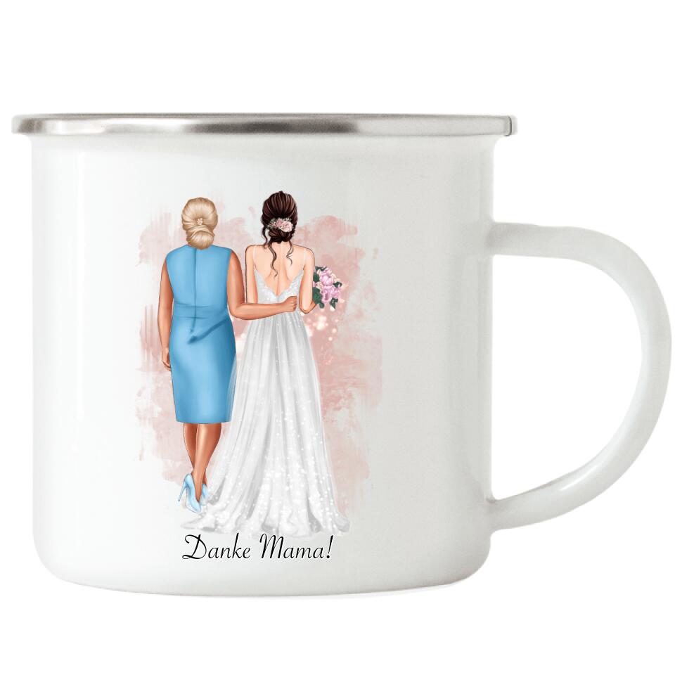 Mutter & Braut Emaille Tasse zur Hochzeit - H10