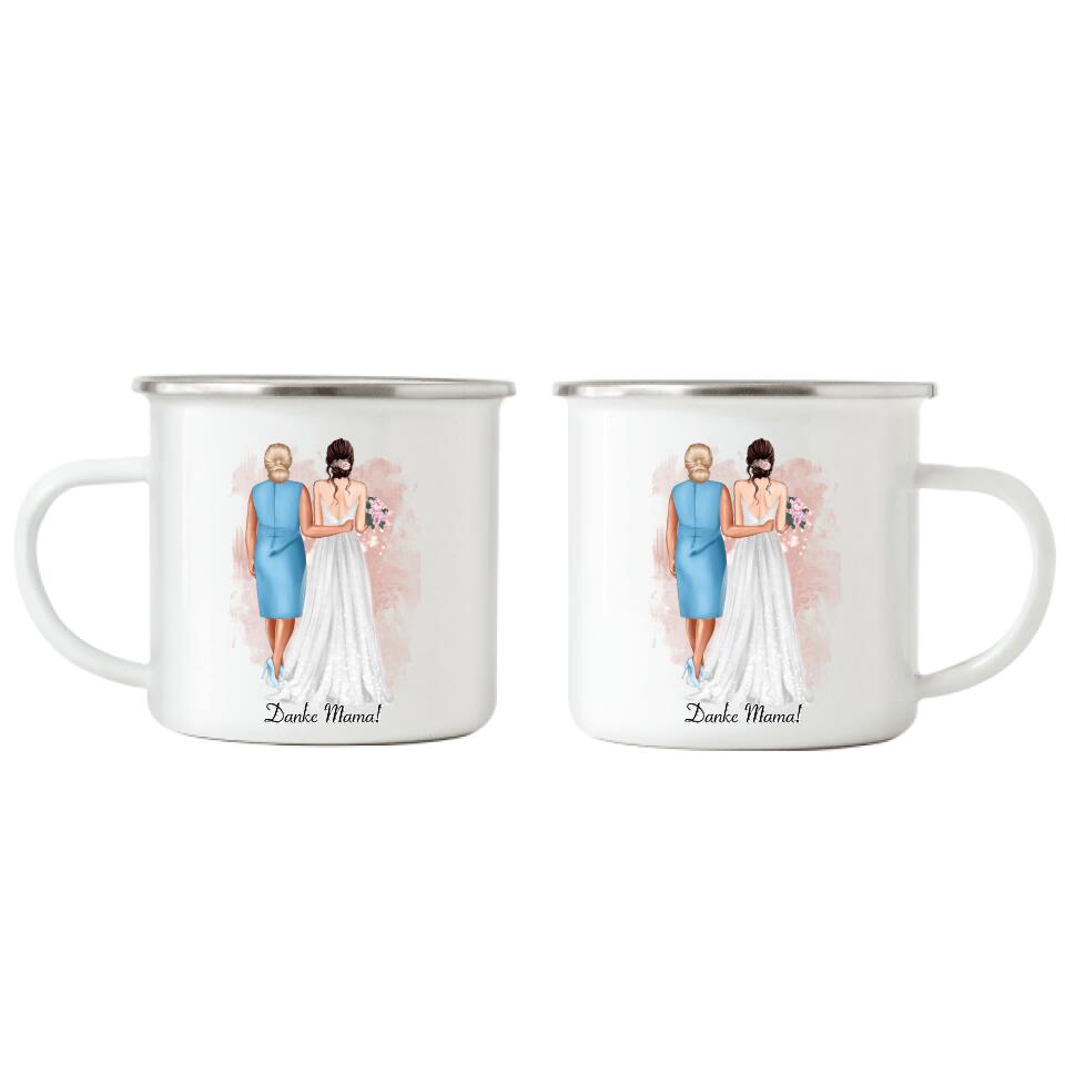 Mutter & Braut Emaille Tasse zur Hochzeit - H10