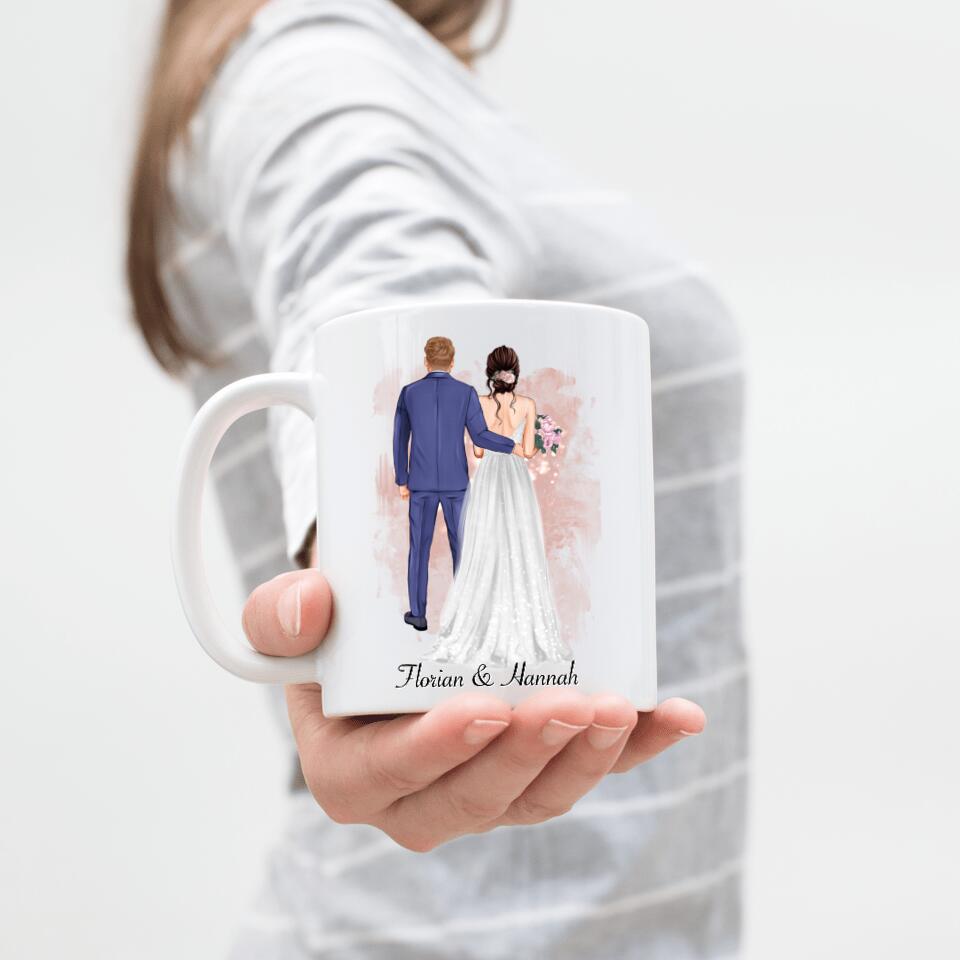 Braut & Bräutigam Tasse zur Hochzeit - H11