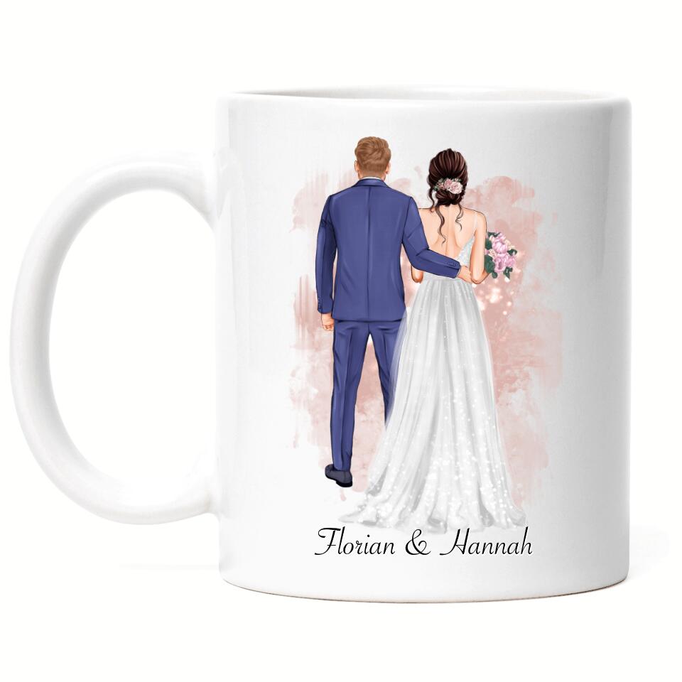 Braut & Bräutigam Tasse zur Hochzeit - H11