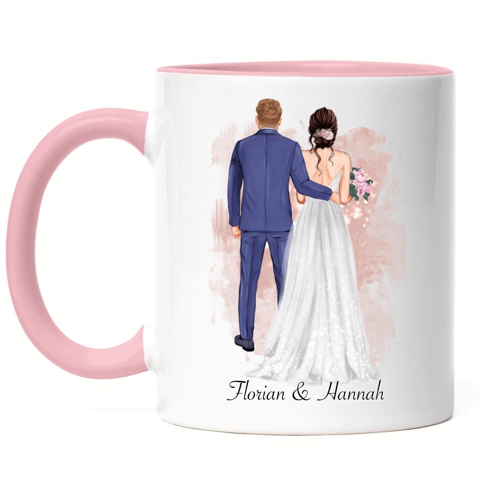 Braut & Bräutigam Tasse zur Hochzeit - H11