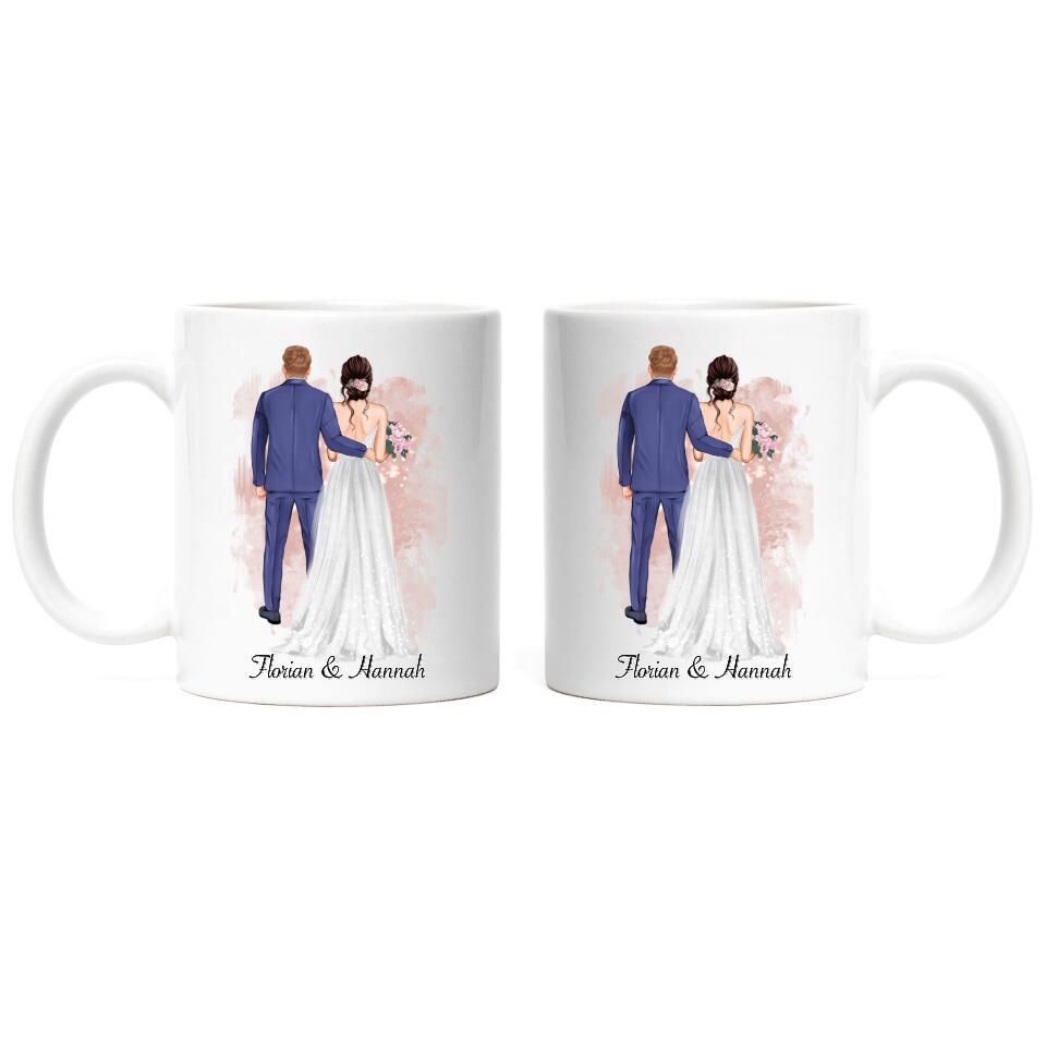 Braut & Bräutigam Tasse zur Hochzeit - H11