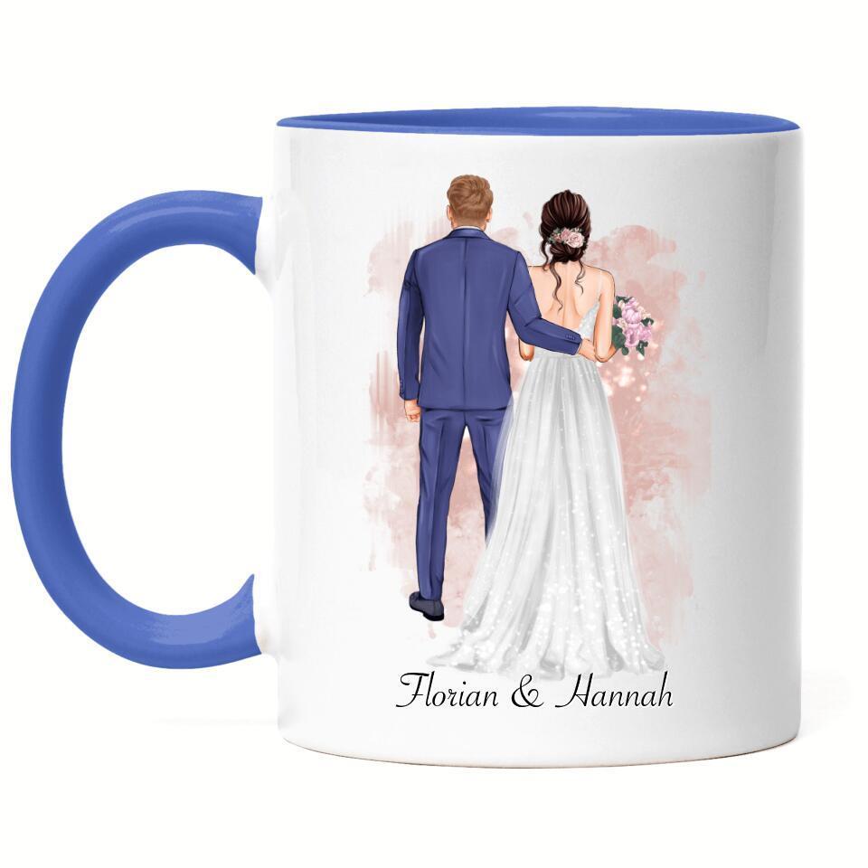 Braut & Bräutigam Tasse zur Hochzeit - H11