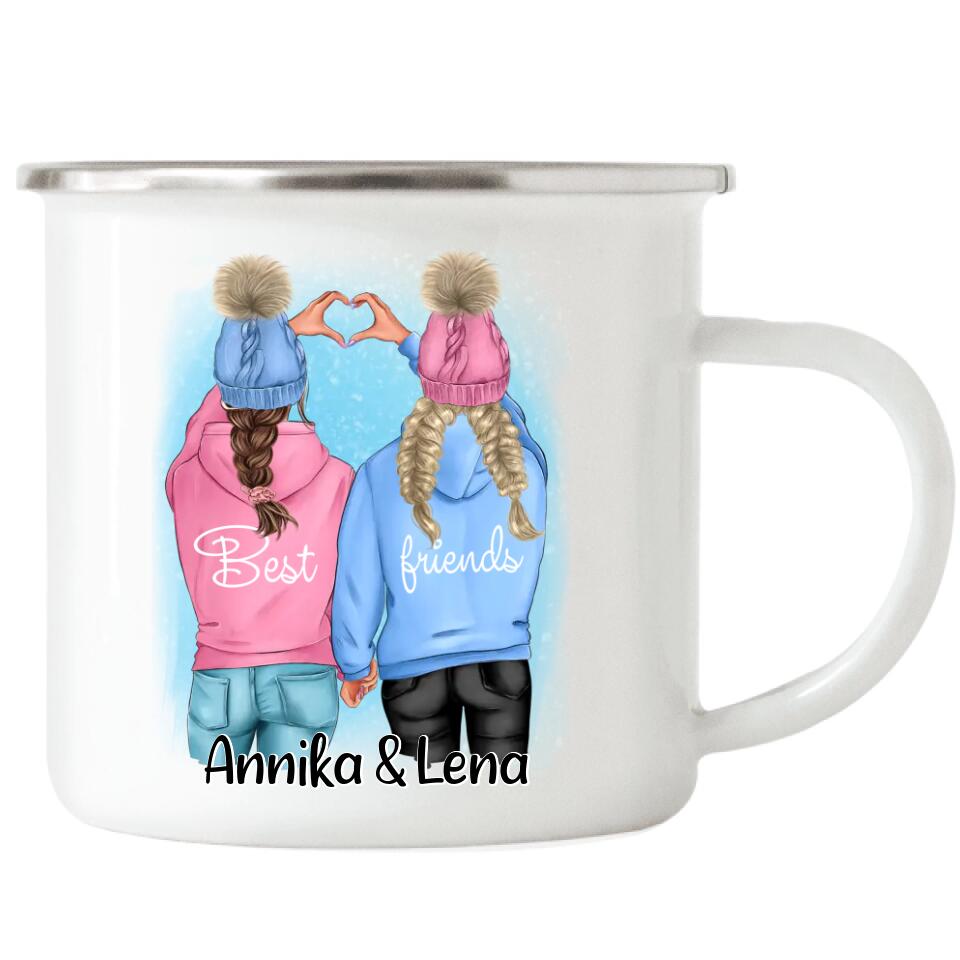 Beste Freundinnen Emaille Tasse Winter - F16