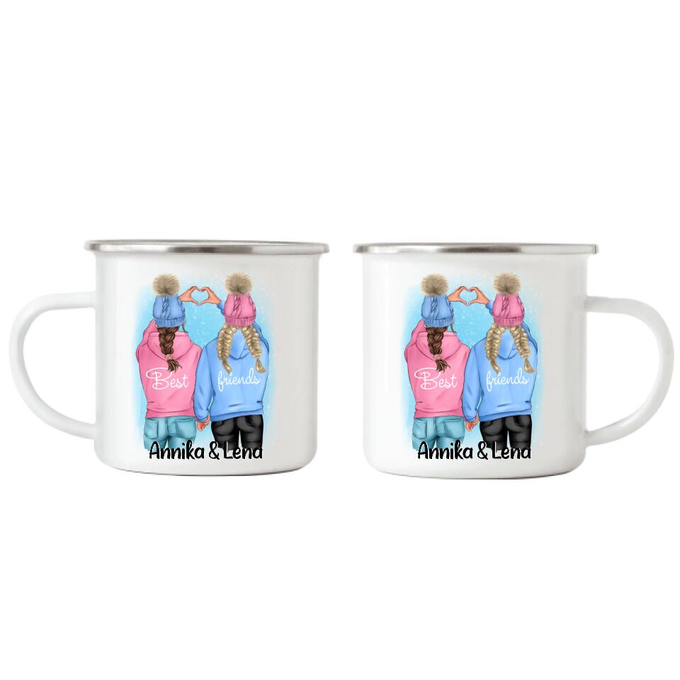 Beste Freundinnen Emaille Tasse Winter - F16