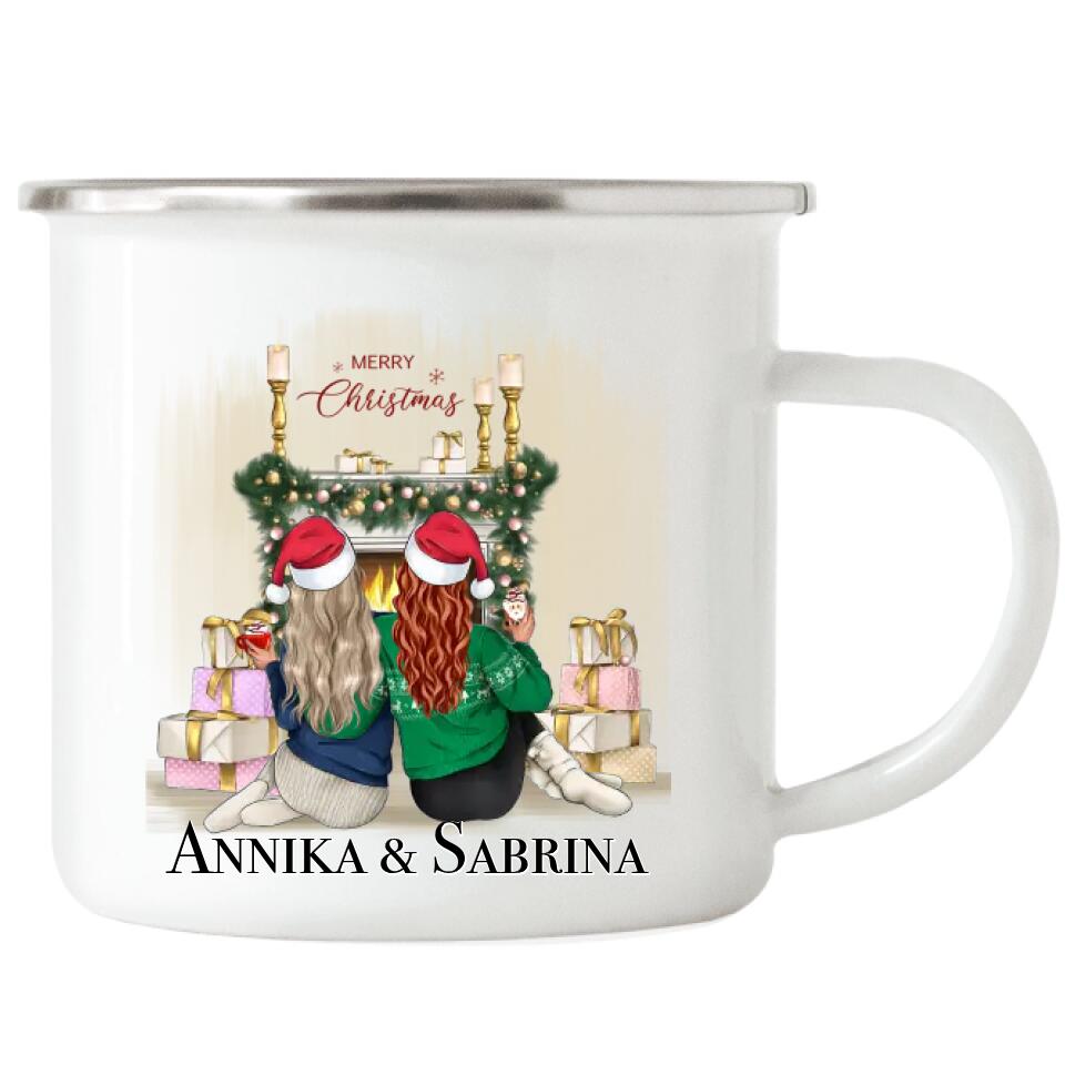 Beste Freundinnen Emaille Tasse Weihnachten - F11