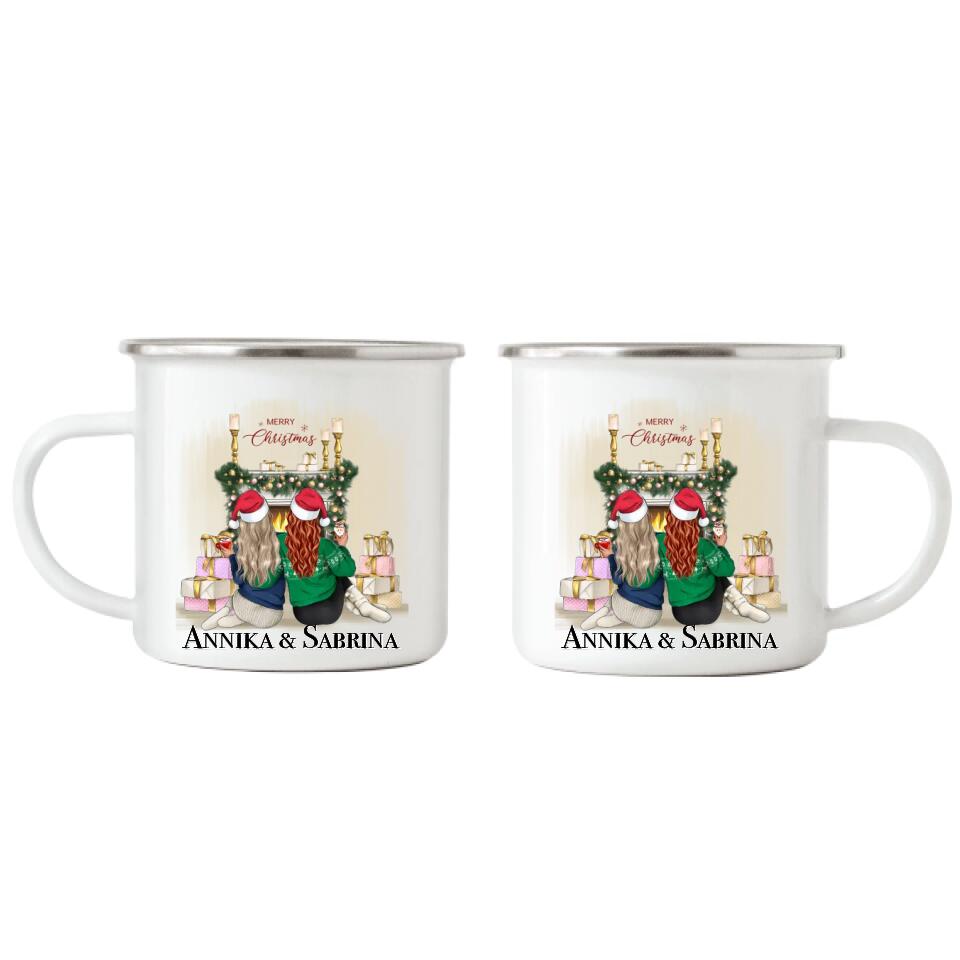 Beste Freundinnen Emaille Tasse Weihnachten - F11