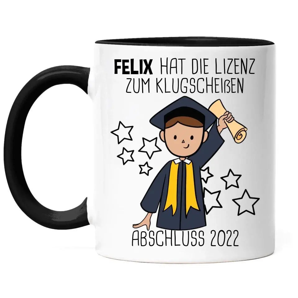 Abschluss Tasse Lizenz zum Klugscheißen Mann - A09