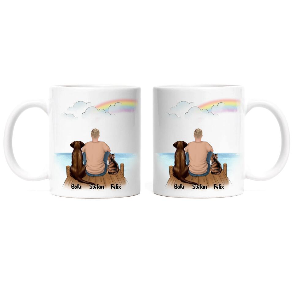 Haustier Tasse Hund und / oder Katze und Mann - P01