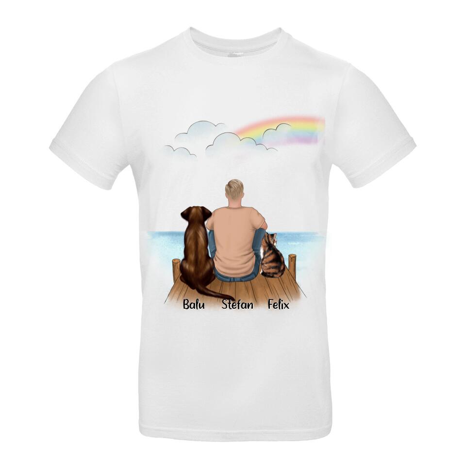 Haustier T-Shirt Hund und / oder Katze und Mann - P01