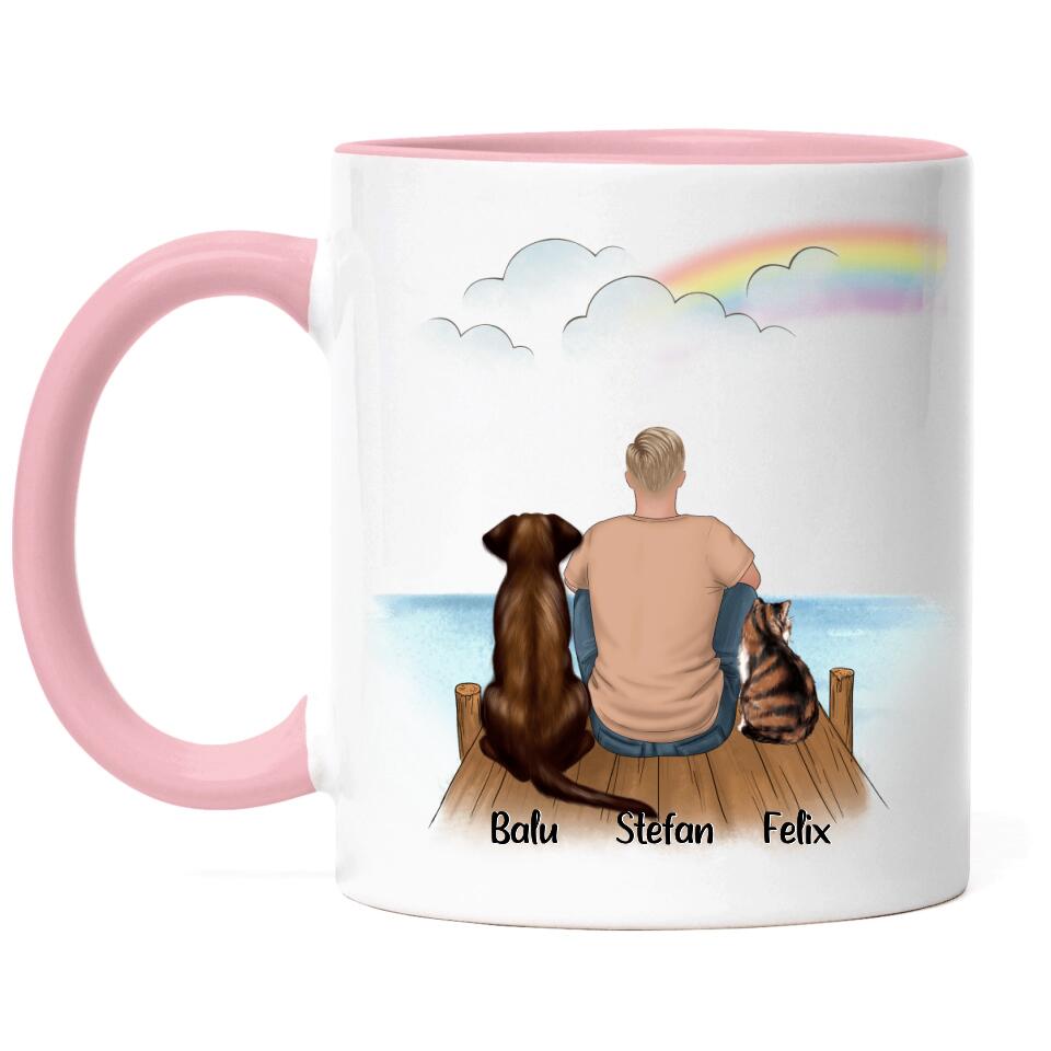 Haustier Tasse Hund und / oder Katze und Mann - P01