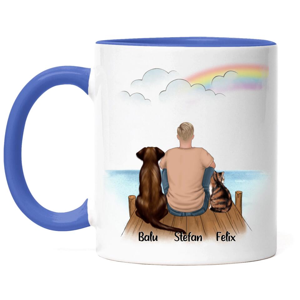 Haustier Tasse Hund und / oder Katze und Mann - P01