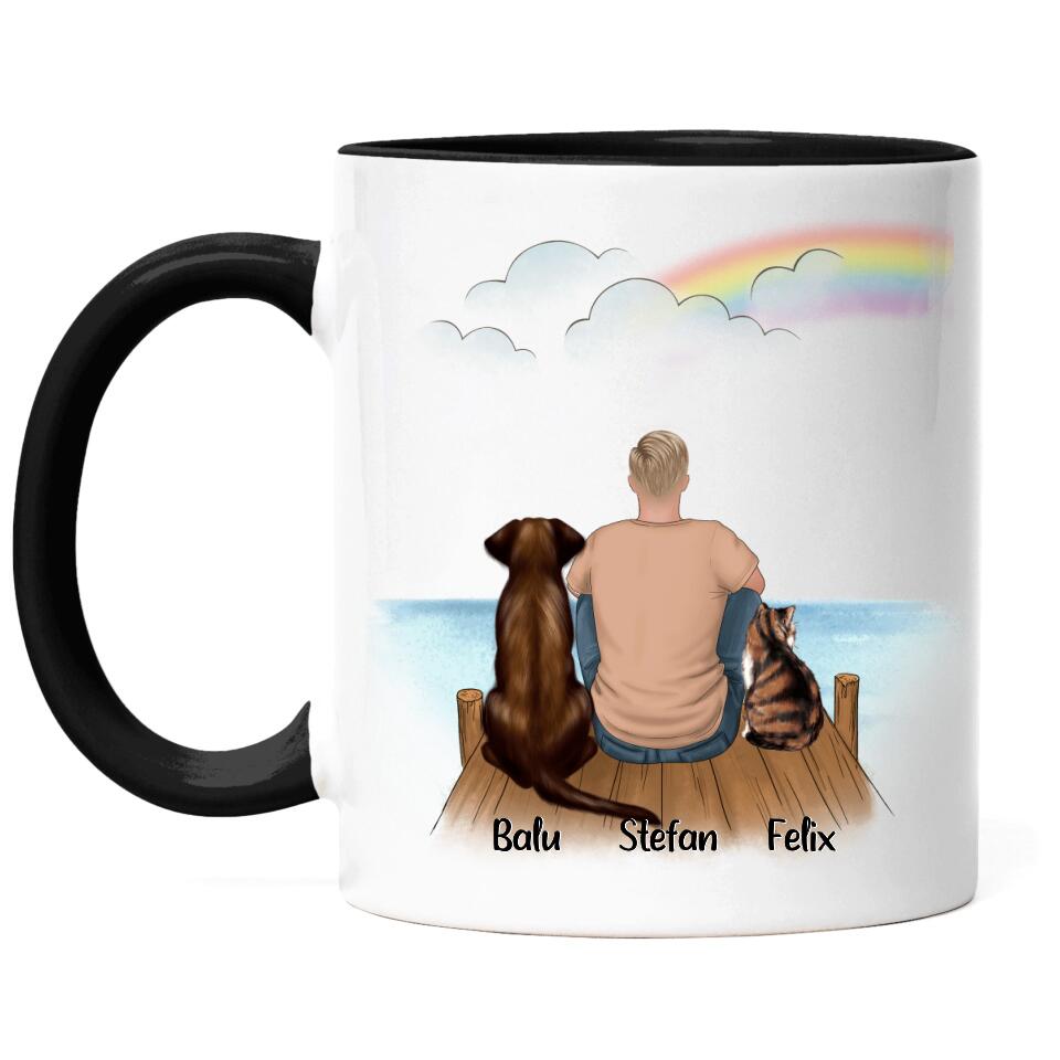 Haustier Tasse Hund und / oder Katze und Mann - P01