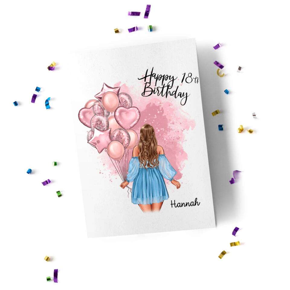 Geburtstag Karte Frau - Personalisiert - G28 – Kiddle-Design