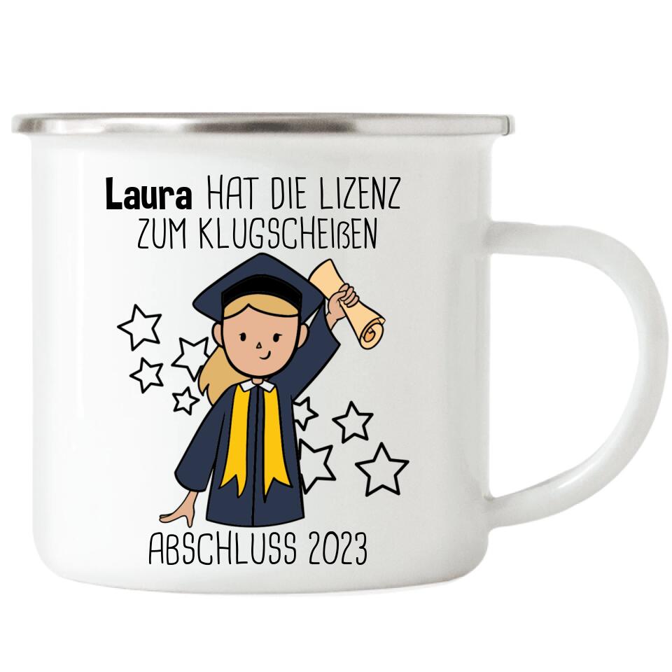 Abschluss Emaille Tasse Lizenz zum Klugscheißen Damen - A12