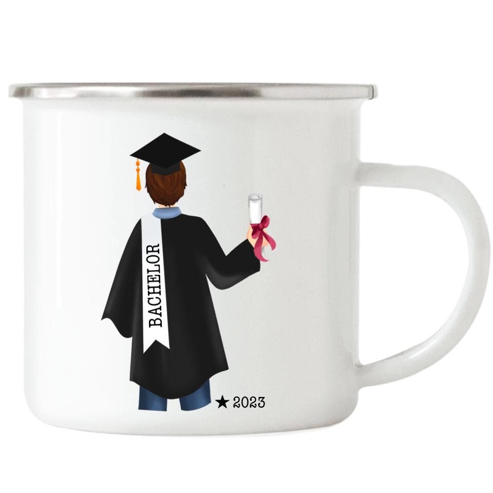 Abschluss Emaille Tasse Herren Bachelor Master - A19