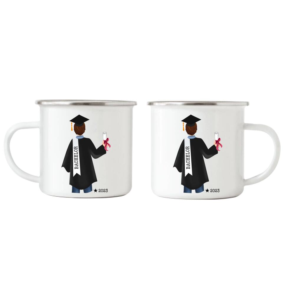 Abschluss Emaille Tasse Herren Bachelor Master - A19