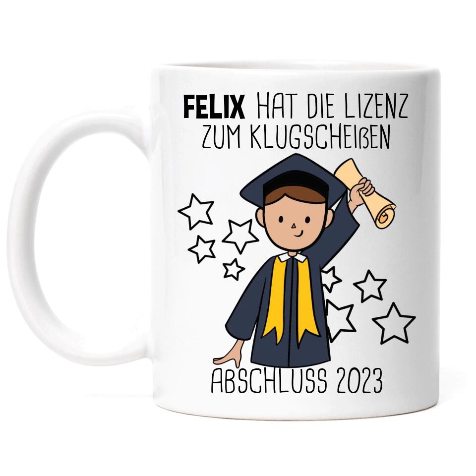 Abschluss Tasse Lizenz zum Klugscheißen Mann - A09