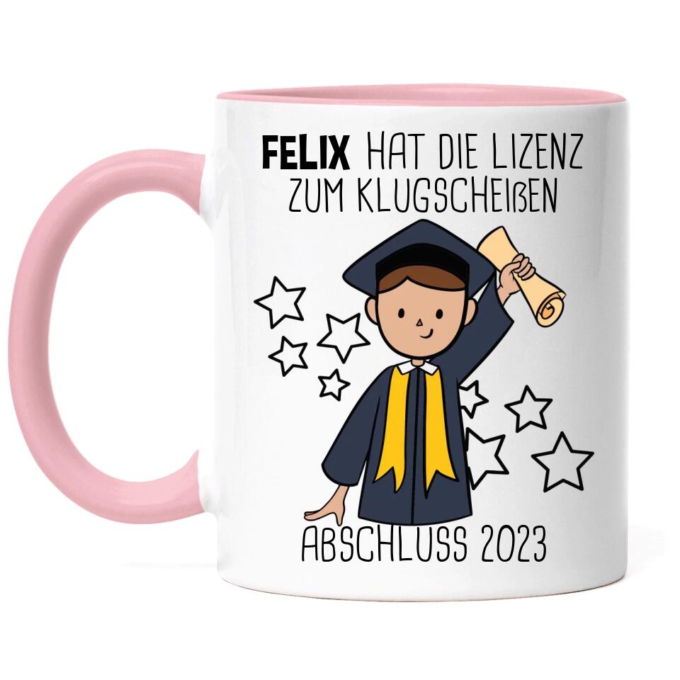 Abschluss Tasse Lizenz zum Klugscheißen Mann - A09