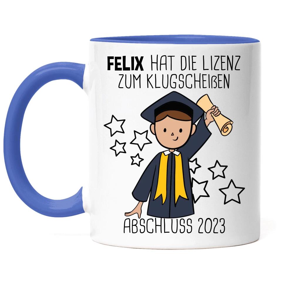 Abschluss Tasse Lizenz zum Klugscheißen Mann - A09