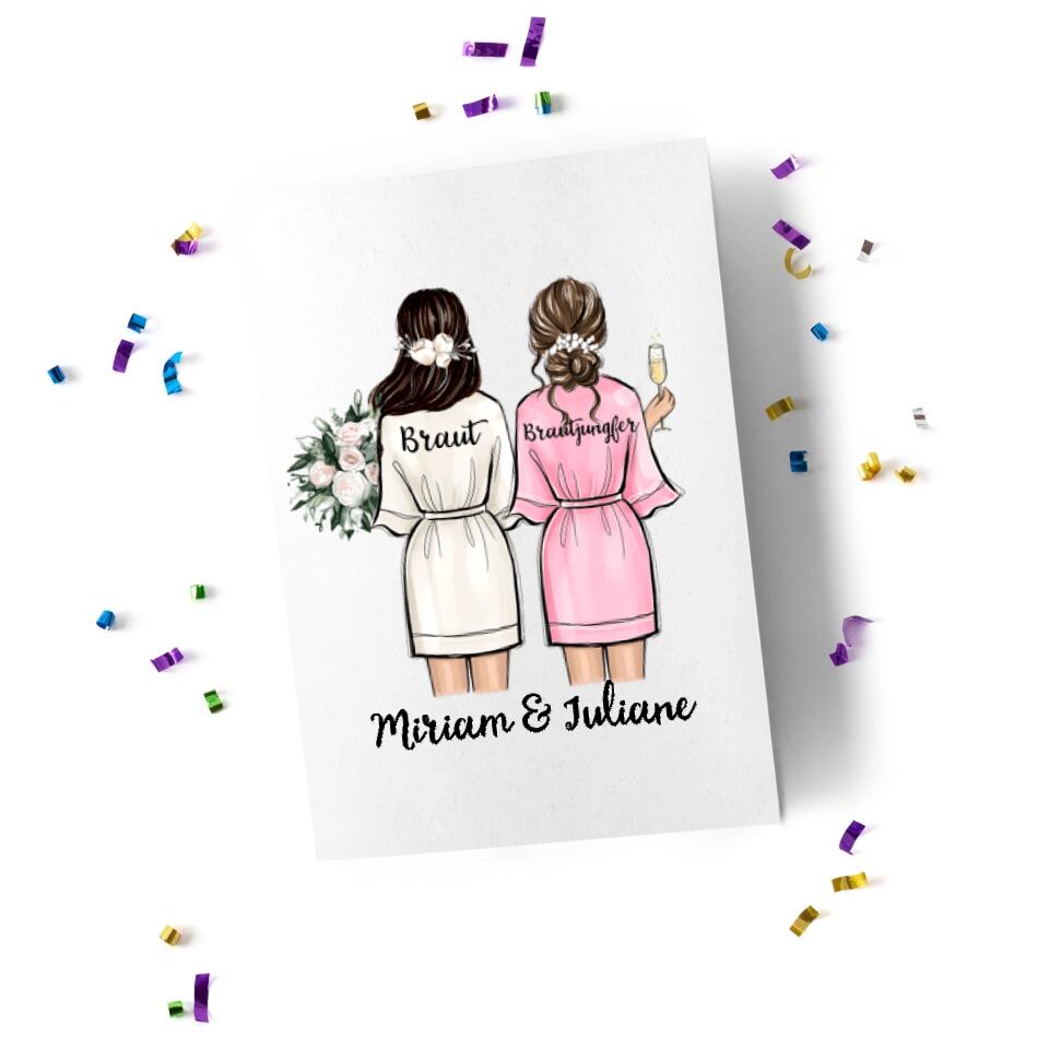 Braut & Brautjungfer Trauzeuginnen Karte - Personalisiert - H03 ...