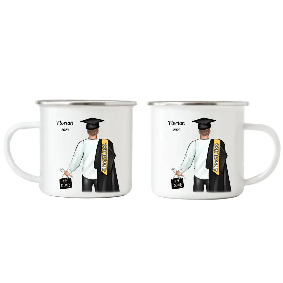 Abschluss Emaille Tasse Bachelor Master Abitur Mann - K-141