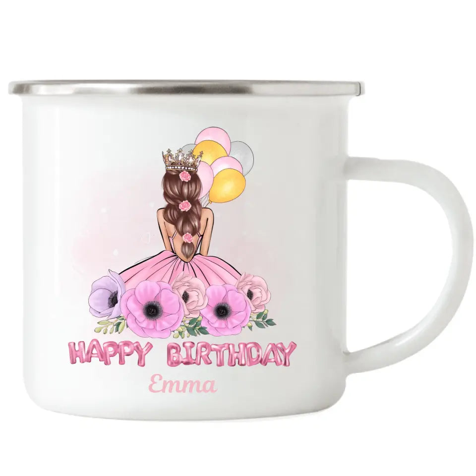 Geburtstag Emaille Tasse Mädchen Happy Birthday - K-151