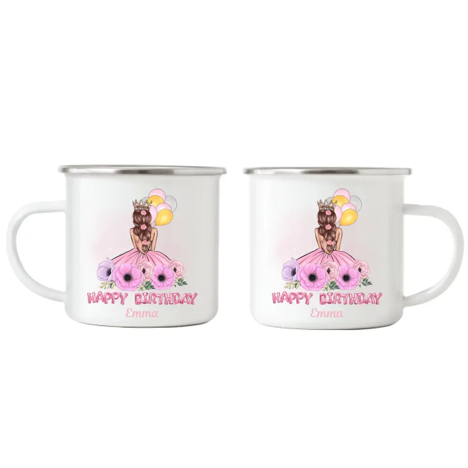 Geburtstag Emaille Tasse Mädchen Happy Birthday - K-151