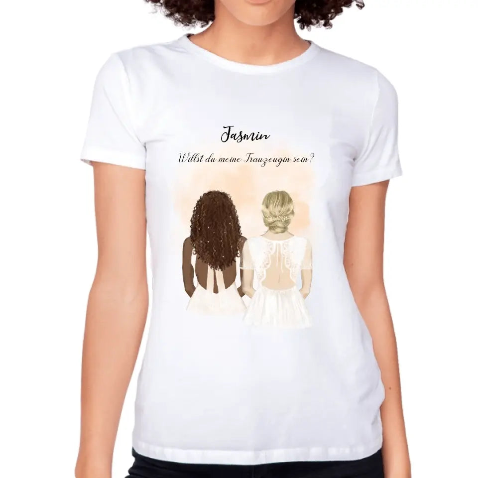 Braut & Trauzeugin T-Shirt Brautjungfer - K-162