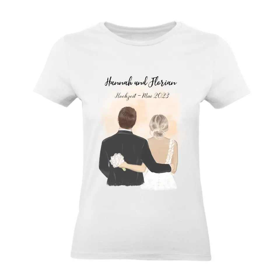 Braut & Bräutigam T-Shirt Hochzeit Brautpaar - K-163