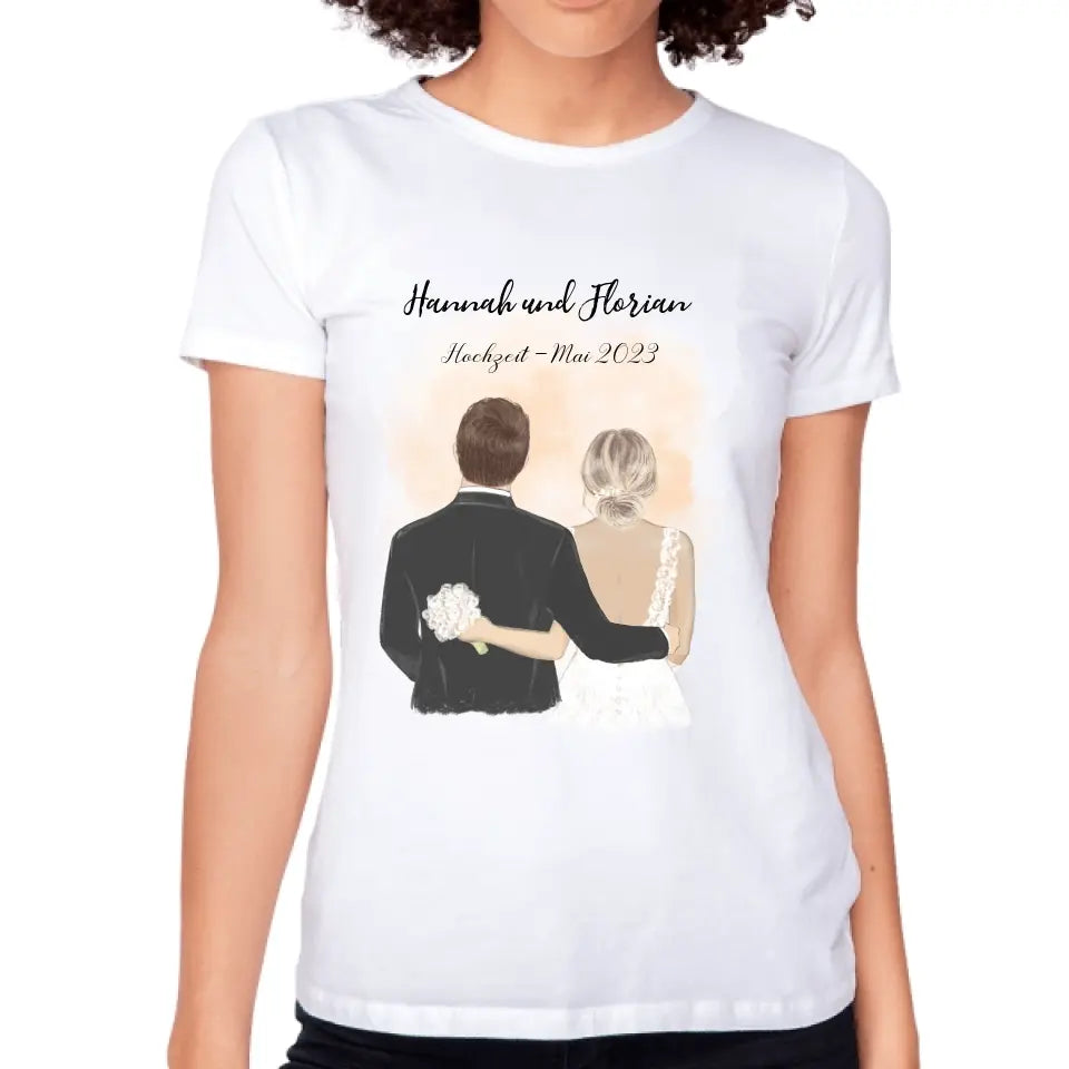 Braut & Bräutigam T-Shirt Hochzeit Brautpaar - K-163