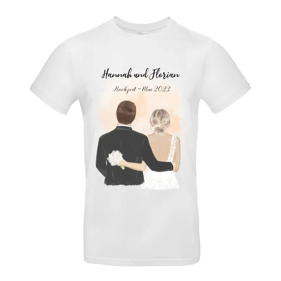 Braut & Bräutigam T-Shirt Hochzeit Brautpaar - K-163